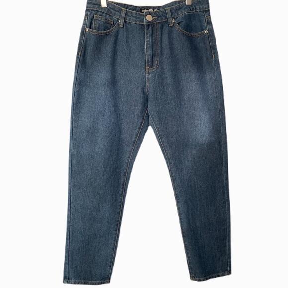 Boohoo Blue High Rise Mom Jeans Sz 8 - Picture 1 of 7